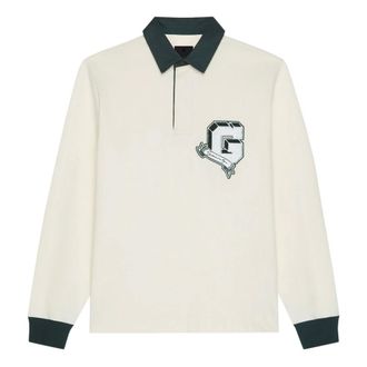 Givenchy Tops, Heren, Wit, S, Katoen, Wit katoenen polo shirt met G-patch