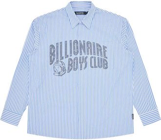 Billionaire Boys Club Camicia con Logo ad Arco e Strass a Righe - - Shirts - Uomo - Blu - S