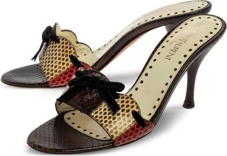 Saint Laurent Sandali in pelle di serpente con fiocco 95mm - Toni neutri