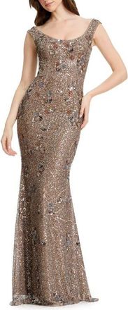 Dress The Population Josie Sequin Mermaid Gown in Bronze Multi at Nordstrom, Size Xx-Large