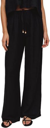 Bella Dahl Beaded Drawstring Linen Blend Beach Pants in Black at Nordstrom, Size X-Small