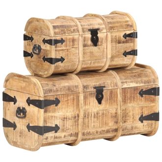 vidaXL Cofres De Almacenamiento 2 Unidades Madera Maciza De Mango Vidaxl