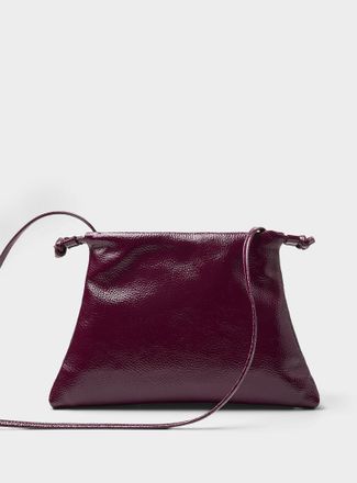 Simons Womens Patent leather trapezoidal evening bag Exclusive collection from Italy