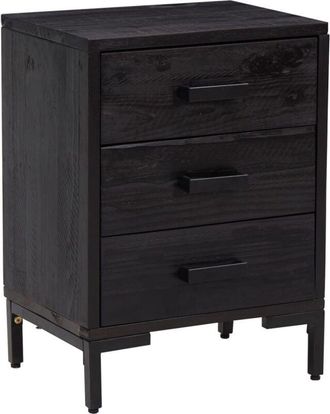 vidaXL Bedside Cabinet Black 36x30x54 cm Solid Pinewood Vidaxl