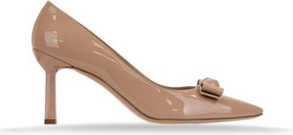 Ferragamo Pumps met puntige neus en strik - Dames - Pumps - Beige - 39 EU - Leer - Schoenen