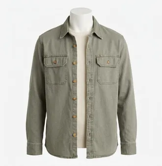 Faherty Sunwashed Canvas Cpo Shirt In Aspen Olive