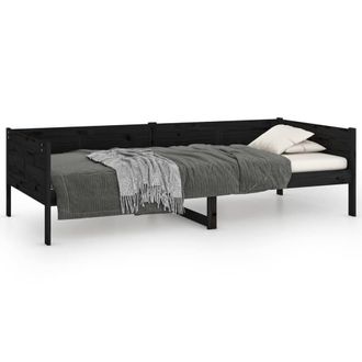 Berkfield Home Day Bed Black Solid Wood Pine 90x190 cm