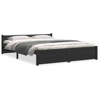 Berkfield Home Bed Frame Black Solid Wood 140x190 cm