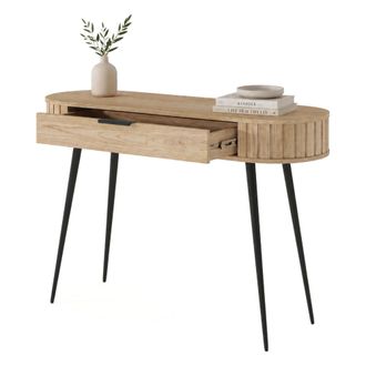 Dmora Toilete Katereha, Mueble Para Maquillaje Un Caj&oacute;n, Color Roble, Estante Roble, 120x40x80h Cm Marr&oacute;n Roble