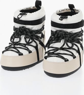 Moncler MOON BOOT X MONCLER GRENOBLE Stivali Apr&egrave;s-Ski ICON LOW GAITER in Pelle e Tessuto Moncler