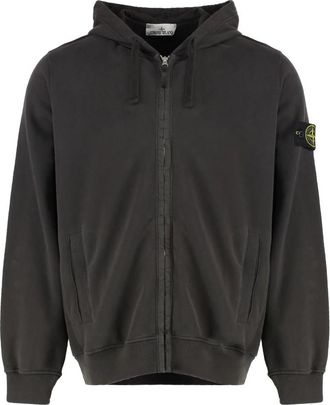 Stone Island Brushed Cotton Fleece - Heren - Vesten met rits - Grijs - S - Katoen - Hoodies & sweatvesten