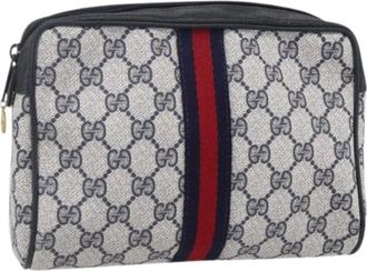 Gucci Pre-owned Clutches, female, Blue, Size: ONE SIZE Pre-owned Vintage Canvas Clutch