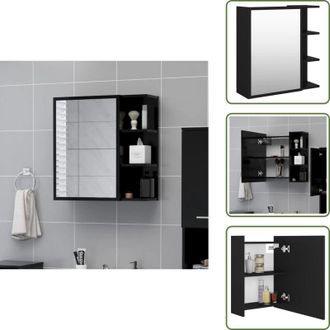 vidaXL The Living Store Mobile Bagno con Specchio Nero 62,5x20,5x64cm Legno Multistrato - Armadio con specchio