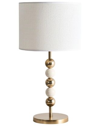 Beliani L&aacute;mpara de mesa metal lat&oacute;n beige