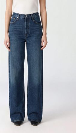 A Gold E Jeans baggy a vita alta modello Low Slung in denim di cotone riciclato