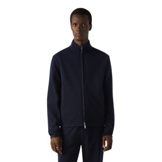 Ermenegildo Zegna Full Zip Sweatshirt - Heren - Vesten met rits - Blauw - XL - Katoen - Hoodies & sweatvesten