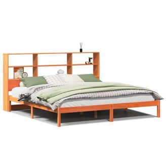 Berkfield Home Bookcase Bed without Mattress Wax Brown 200x200 cm Solid Wood Pine