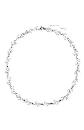 Nordstrom Cubic Zirconia Leaf Collar Necklace in Clear- Silver at Nordstrom Rack