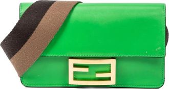 Fendi Borsa a spalla con placca logo - Verde