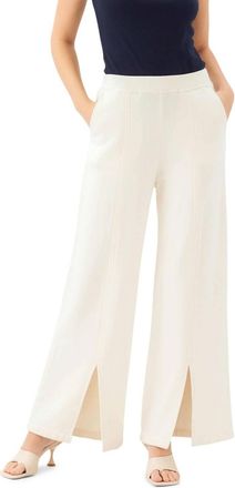 Fifteen Twenty Front-Slit Wide-Leg Sweatpants In Cream