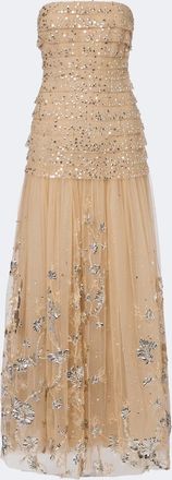 Georges Hobeika Sequined tiered tulle bustier gown