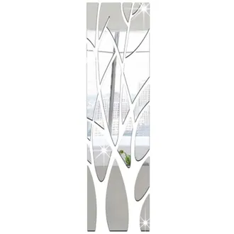 OEM Sticker Mural Miroir - Tronc Arbre 3d - Decoracion Pared Salon Pasillo Dormitorio - 135 X 37 Cm - Plata