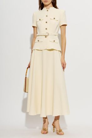 Self Portrait Two-piece Dress With Belt, Womens, Yellow
