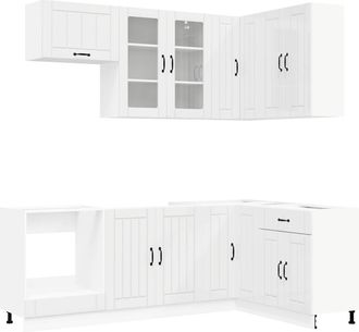 vidaXL Unidad De Cocina Lucca 8 Uds. Blanco Brillante Vidaxl