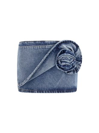 Magda Butrym Twisted Floral Denim Mini Skirt - Blue