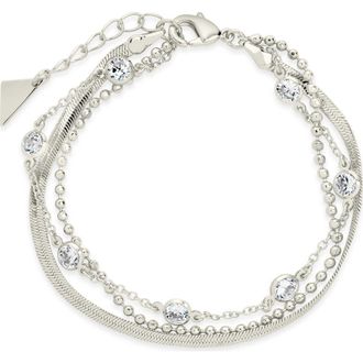 Sterling Forever Paisley CZ Layered Chain Bracelet in Silver at Nordstrom Rack
