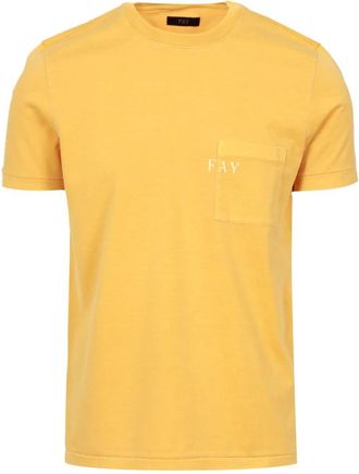 Fay Logo-print T-shirt - Heren - T-shirts - Geel - XL - Katoen - Tops