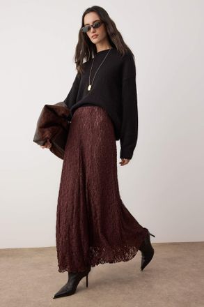 Trendyol Modest Dames Bruin Effen Maxi Modest Rokken