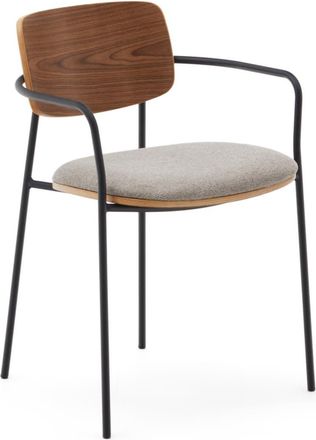 K Home Stapelbarer Design Stuhl Maurice mit Armlehnen - Nussbaum/Schwarz