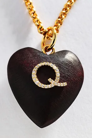 Timeless Pearly Wood Initial Pendant Necklace