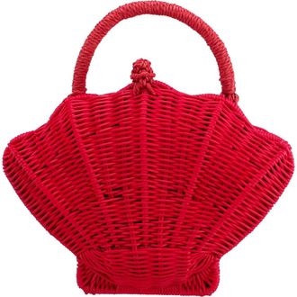Nina Shelly Rattan Top Handle Bag in Red at Nordstrom
