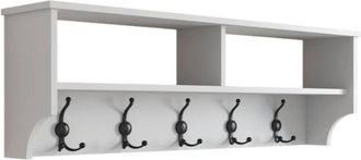 Dmora Dmora - Perchero Egay, Perchas, Percha Multiusos, Perchero De Pared, 120x22 H37 Cm, Blanco