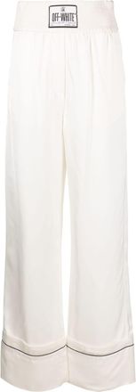 Off-white logo-patch elasticated-waist trousers - women - Polyester/Viscose - 40