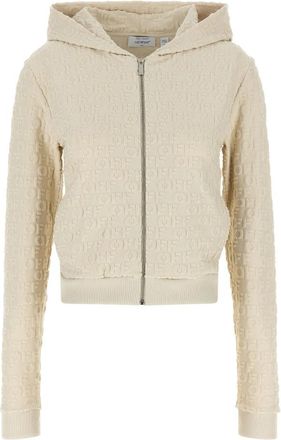 Off-white SS Terry Off Slim Zipup Hoodie - Dames - Vesten met rits - Beige - M - Katoen - Hoodies & sweatvesten