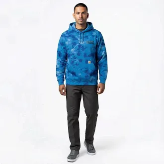 Carhartt Work in Progress Hoodie Mens Blue Watercolor Camo Midweight Long Sleeve Pullover JAX1637