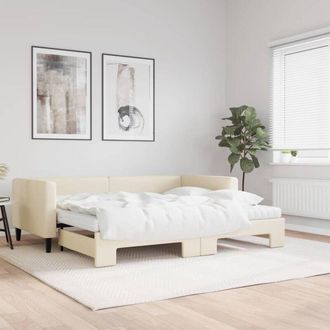 vidaXL Sof&aacute; Cama Nido Con Colch&oacute;n Tela Crema 90x200 Cm Vidaxl