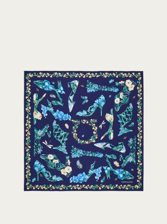 Ferragamo Women Eden shoes print silk foulard Blue