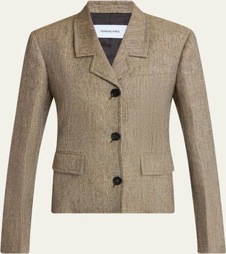 Ferragamo Wool-Cashmere Single-Breasted Blazer Jacket