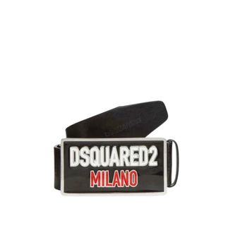 Dsquared2 Leather Belt with Logo Buckle