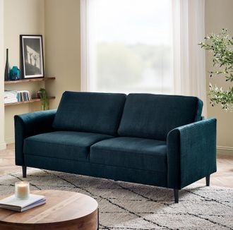 Furniturebox Logan Fabric 3 Seater Sofa in Blue