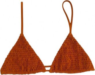 Aila Blue Womens Cinco Smocked Triangle Top In Terracotta