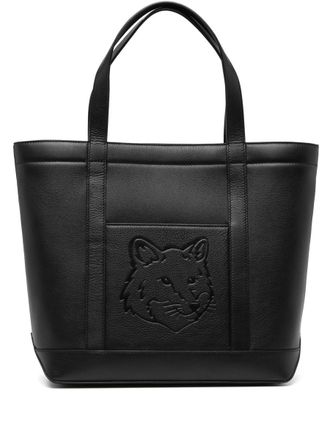 Maison Kitsun&eacute; Fox Head Leather Medium Tote Bags