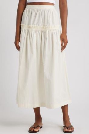 Topshop Ruffle Seam Poplin Maxi Skirt in Ivory at Nordstrom Rack, Size 10 Us (Fits Like 10-12)