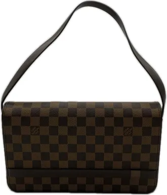 Louis Vuitton Damier Beige Brown Coated Canvas Leather Shoulder Bag (Pre-Owned)