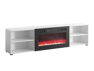 Mirjan24 Mueble Tv Charlotte 191, Blanco + Negro, N&uacute;mero De Puertas: 0, N&uacute;mero De Cajones: 0, 200x51x33cm, Led
