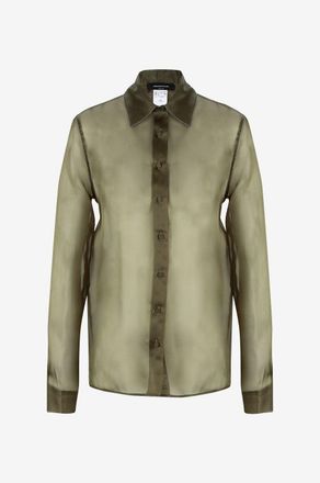 Fabiana Filippi Gerades Seidenorganzahemd mit Perlenstickereien